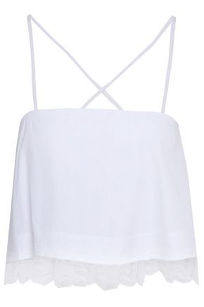 Bassett cropped guipure lace-trimmed cotton-poplin top | A.L.C. | Sale up to 70% off | THE OUTNET