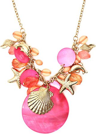 Amazon.com: Sea Shell Necklace Pink Aquatic Beach Charms NF03 Marine Ocean Dolphin Star Fashion Jewelry: Chain Necklaces: Jewelry