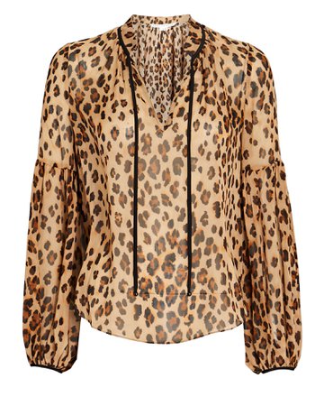 Veronica Beard Charen Leopard Silk Blouse | INTERMIX®