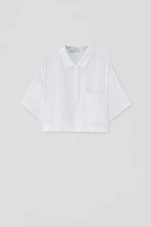 White cropped shirt with polo collar