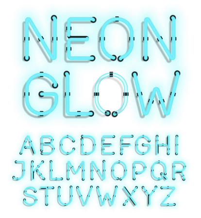 Neon glow alphabet on white background vector image