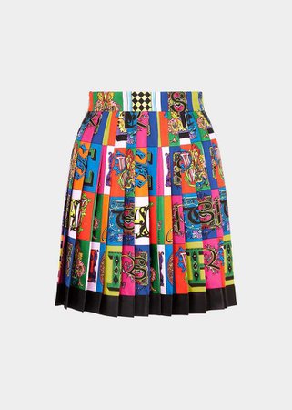 Versace Alphabet Print Pleated Mini Skirt for Women