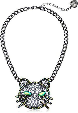 Betsey Johnson "Betsey's Dark Magic" Cat Pendant Necklace, Black, One Size: Jewelry