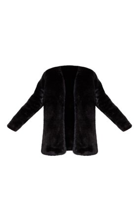 *clipped by @luci-her* Black Faux Fur Coat | Coats & Jackets | PrettyLittleThing USA
