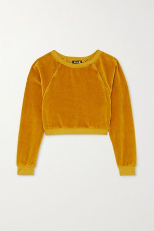 Gold Stretch cotton-blend velour sweatshirt | Suzie Kondi | NET-A-PORTER