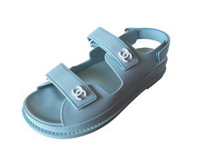 chanel dad sandals beige rubber sandals blue