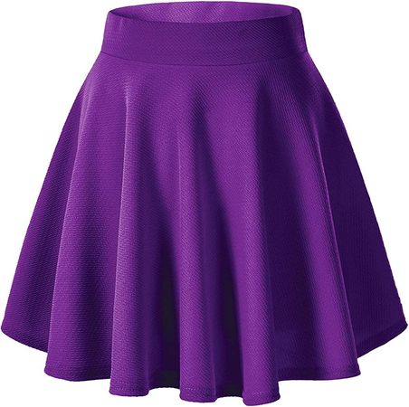 Urban CoCo Women's Basic Versatile Stretchy Flared Casual Mini Skater Skirt (L, Deep Purple) at Amazon Women’s Clothing store