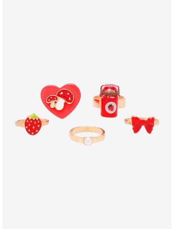 Strawberry Chunky Ring Set