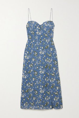 Net Sustain Juliette Floral-print Georgette Midi Dress - Blue