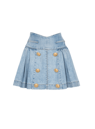 Denim high-waisted skirt - Blue | BALMAIN