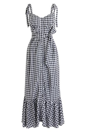 J.Crew Ruffle Button Front Gingham Midi Dress | Nordstrom