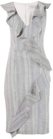 striped ruffle midi dress