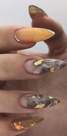Mustard Marble Nails