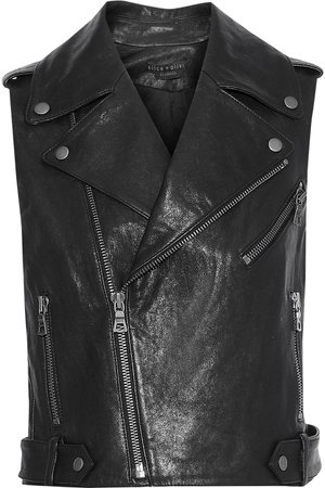 Alice and Olivia cody cropped leather biker vest