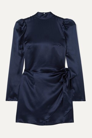 Navy Josefine silk-charmeuse mini dress | Reformation | NET-A-PORTER