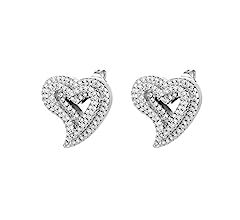 Amazon.com: Silver Heart Earrings Stud Earrings for Women White Gold Plated Trendy Cubic Zirconia Bling Jewelry Valentines Day Earrings Mothers Day Gifts Hip Hop Jewelry : Clothing, Shoes & Jewelry
