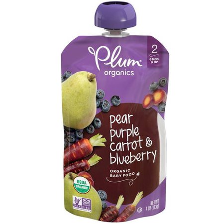 Plum Organics Stage 2 Organic Baby Food, Pear, Purple Carrot & Blueberry - 4oz : Target