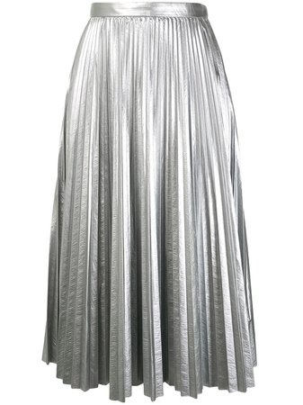 Tibi Pleated Metallic Skirt - Farfetch