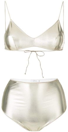 Oseree high-waisted metallic two-piece bikini