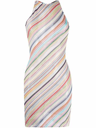 Shop Missoni diagonal-stripe knitted dress with Express Delivery - FARFETCH