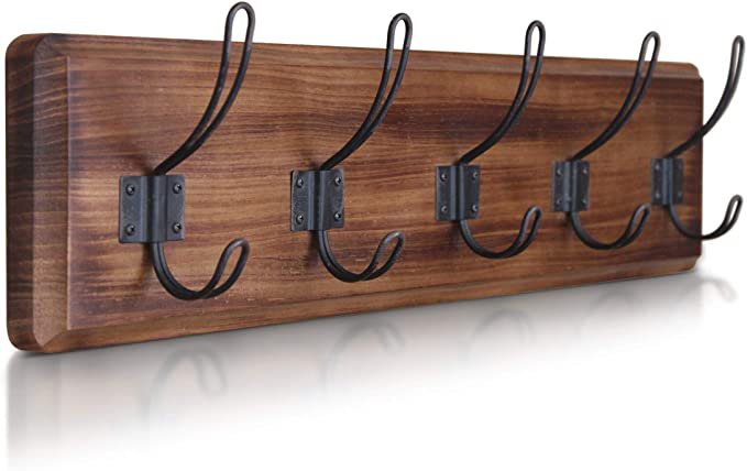 Amazon.com: Rustic Coat Rack - Wall Mounted Wooden 24" Entryway Coat Hooks - 5 Rustic Hooks, Solid Pine Wood. Perfect Touch for Your Entryway, Kitchen, Bathroom. (Rustic Brown): Office Products
