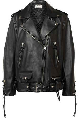 Acne Studios | Lastrid oversized lace-up leather biker jacket | NET-A-PORTER.COM