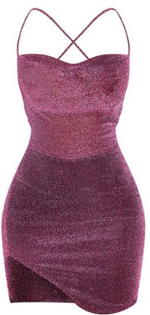 purple sheer glitter dress