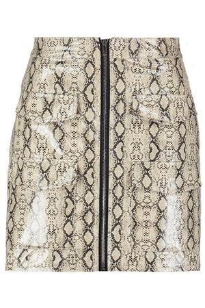 Snake Print Leather Look A Line Mini Skirt | Boohoo