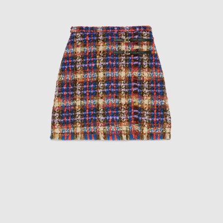 Blue / Red / Beige Tweed Mini Skirt | Gucci