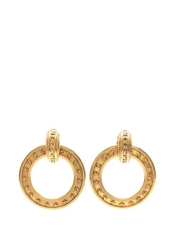 CHANEL CHANEL hoop earrings gold logo vintage