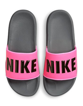 Nike Offcourt sliders in black/pink blast | ASOS