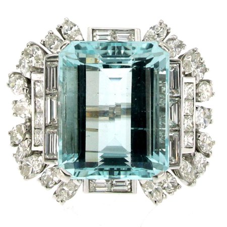 aqua and diamond ring