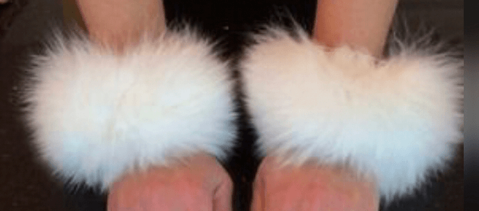 white faux fur cuffs