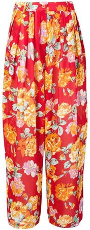 Pre-Owned floral wide-legged trousers