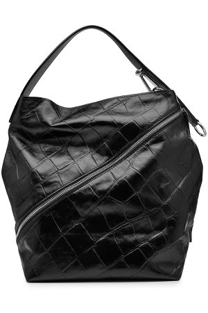 Zip Embossed Leather Tote Gr. One Size