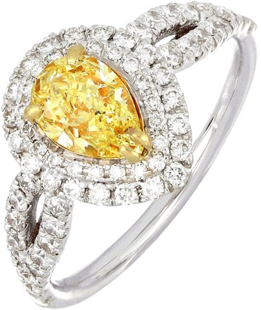 Pear Yellow Diamond Halo Ring