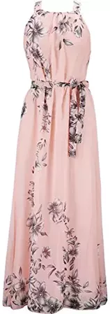 Persun Floral Print Halter Maxi Dress