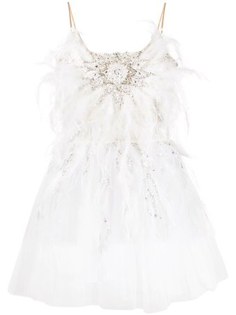 Loulou feather embellished dress