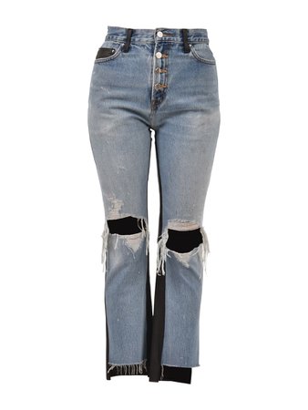 AMIRI AMIRI Leather And Denim Jeans - Blue - 10607577 | italist