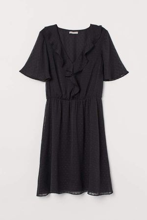 Butterfly-sleeved Dress - Black