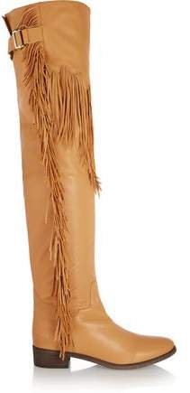 Fringed Leather Over-the-knee Boots
