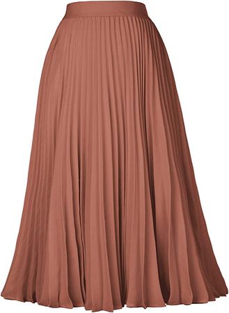Kate Kasin Women's High Waist A-line Skirt Pleated Midi Skirt Black L KK659-3 at Amazon Women’s Clothing store