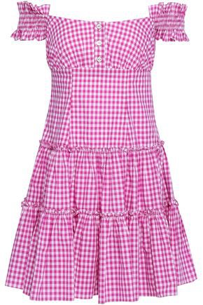 Maria off-the-shoulder gingham cotton-poplin mini dress | CAROLINE CONSTAS | Sale up to 70% off | THE OUTNET