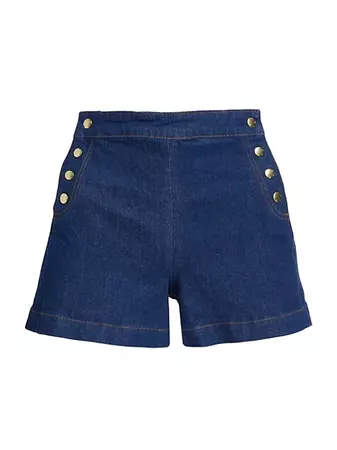Shop Frame Sailor Snap Denim Shorts | Saks Fifth Avenue