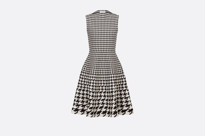 Mid-Length Dress Black and White Houndstooth Technical Cotton Jacquard | DIOR