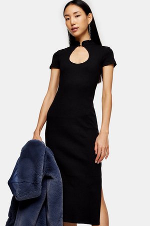 Black Keyhole Midi Dress | Topshop