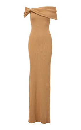 Off-The-Shoulder Ribbed-Knit Jersey Gown By Brandon Maxwell | Moda Operandi