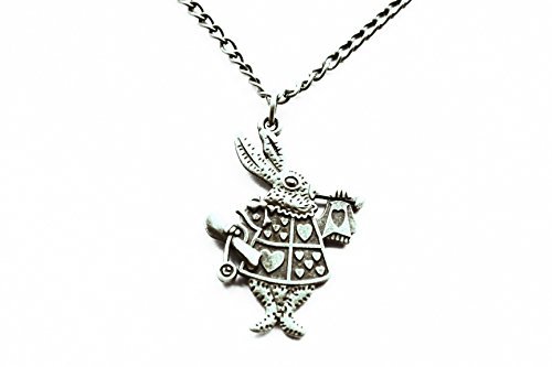 Ancient Bronze White Rabbit Necklace Pendant - Alice-in-Wonderland.net shop