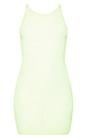 Neon Lime Crochet Knitted Dress | Knitwear | PrettyLittleThing USA
