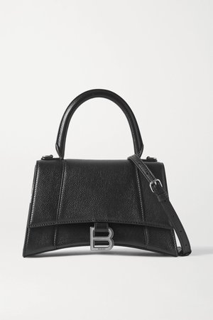 Black Hourglass small textured-leather tote | Balenciaga | NET-A-PORTER